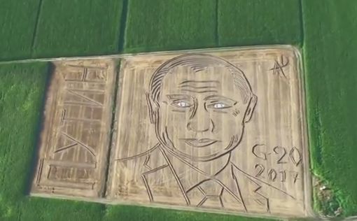 В Италии на поле появился огромный портрет Путина